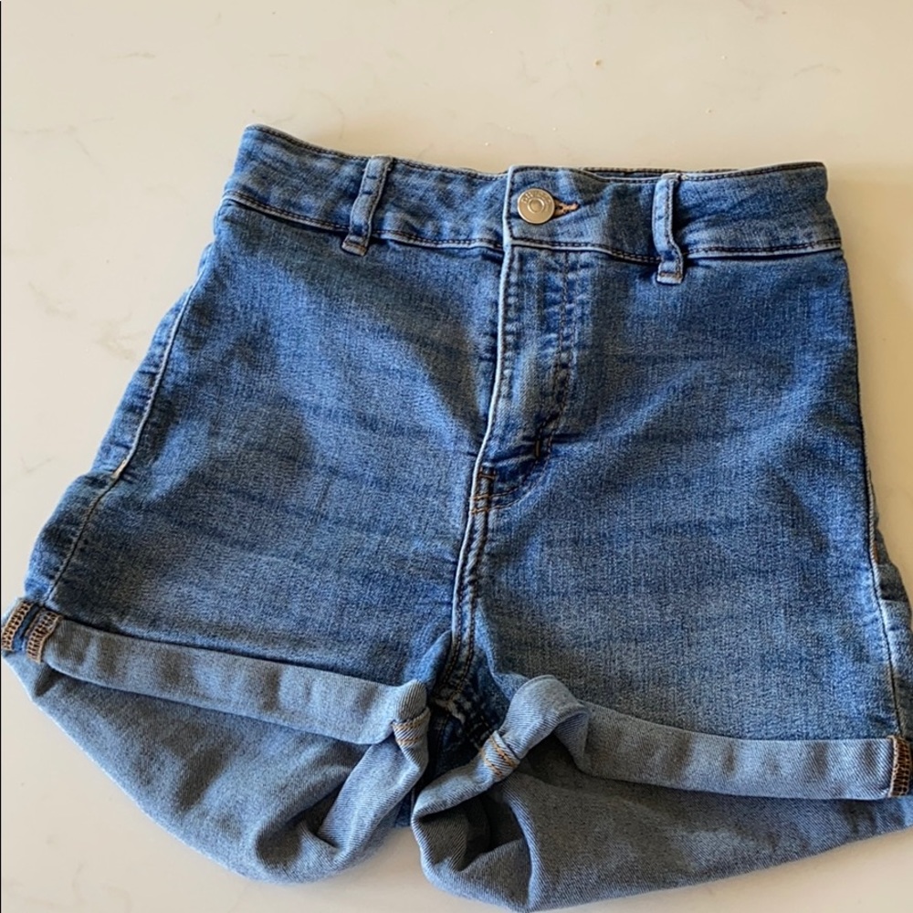 High waisted denim shorts